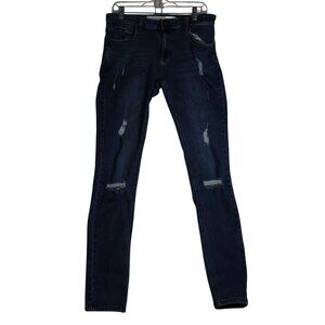 Barbell Blue Tapered Distressed Denim Stretch Jeans Mens 32x32 Made in USA